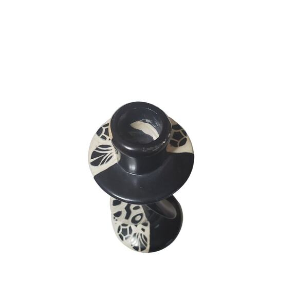 Earthbound Trading Co Ceramic Swirl Candlestick Elephant Lion Paw Made In Kenya - Picture 5 of 10